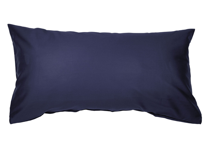 Dekokissen & Hüllen - Hochwertige Mako-Satin-Kissenbezüge mit Reißverschluss, in Größe 121 (2 Kissenbezüge, 40/80 cm) bis 125 2 (Kissenbezüge, 40/60 cm), in Farbe MARINE Ansicht 1