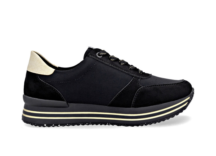 Slipper & Schnürschuhe - Remonte, trendige Damen-Sneaker, Weite G, mit herausnehmbarem Fußbett, in Größe 036 bis 042, in Farbe SCHWARZ-GOLD Ansicht 4