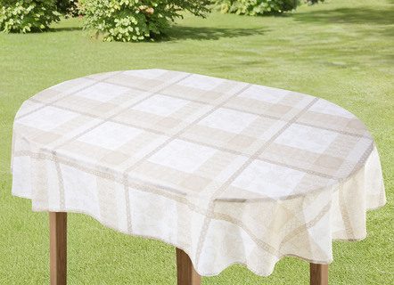 Tischdecken - Tischdecke aus 100% Baumwolle mit Acryl-Versiegelung, in Größe 110 (Tischdecke, 110/140 cm) bis 190 (Tischdecke oval, 140/190 cm), in Farbe TERRA – Farbe BEIGE – Ansicht 