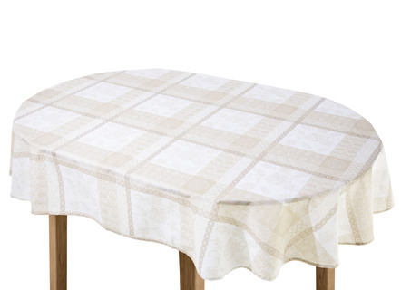 Tischdecken - Tischdecke aus 100% Baumwolle mit Acryl-Versiegelung, in Größe 110 (Tischdecke, 110/140 cm) bis 190 (Tischdecke oval, 140/190 cm), in Farbe TERRA – Farbe BEIGE – Ansicht 