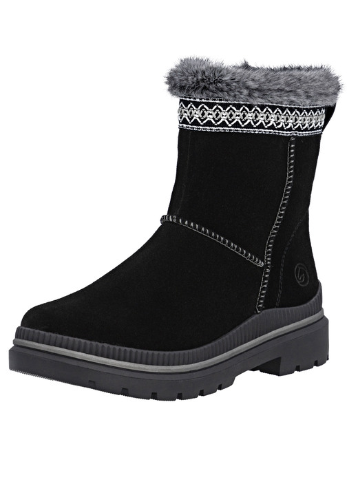 Stiefel & Stiefeletten - Remonte, gefütterte Damen-Stiefeletten, Winterschuhe, Weite G, mit Lammfell, in Größe 036 bis 042, in Farbe SCHWARZ Ansicht 1