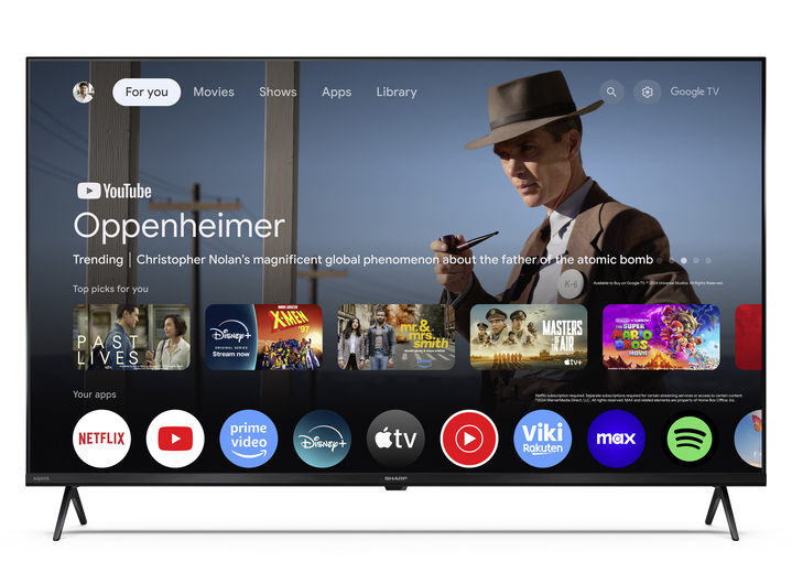 Fernseher - „Sharp“ HD-Ready-LED-Google-TV mit WLAN, in Farbe SCHWARZ Ansicht 2