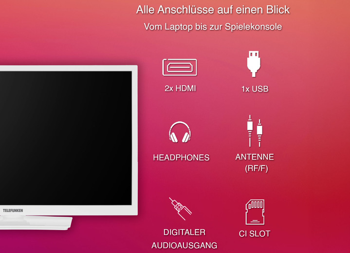 Fernseher - Telefunken XH24O550M HD-Ready-LED-Fernseher, in Farbe WEISS Ansicht 1