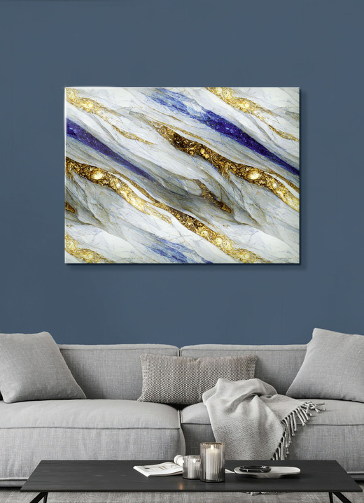 Modern - Glasbild mit hochauflösendem Digitaldruck, in Farbe BLAU-GOLD Ansicht 1