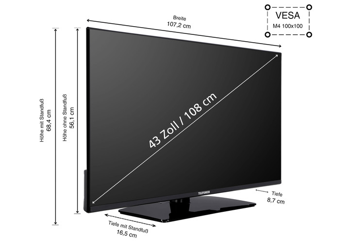 Fernseher - „Telefunken“ LED-Fernseher in Full-HD, in Farbe SCHWARZ Ansicht 7