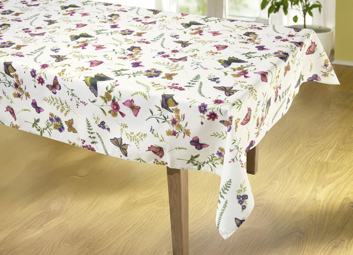 Tischdecken - Frühlingshaft bedruckte Tisch- und Raumdekoration, in Größe 146 (Läufer, 40x140 cm) bis 450 (Stuhlkissen, 42x 42 cm), in Farbe CREMÉ/BUNT Ansicht 6