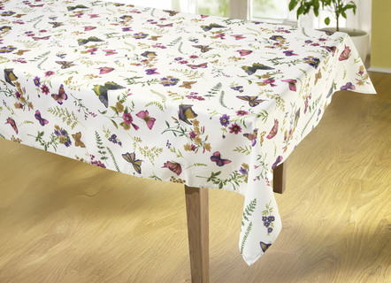 Tischdecken - Frühlingshaft bedruckte Tisch- und Raumdekoration, in Größe 146 (Läufer, 40x140 cm) bis 450 (Stuhlkissen, 42x 42 cm), in Farbe CREMÉ/BUNT – Farbe CREMÉ/BUNT – Ansicht 