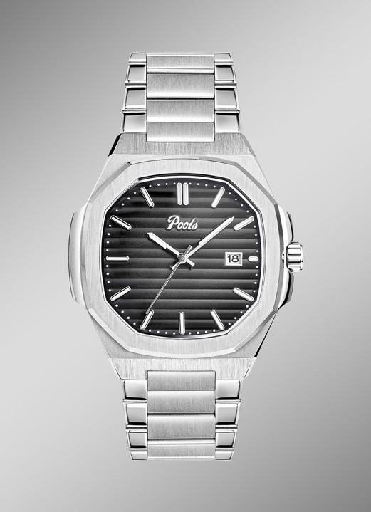 Quartzuhren - Quartz-Herrenuhr aus Edelstahl, in Farbe  Ansicht 1