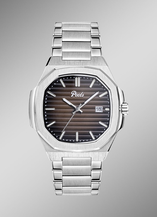 Quartzuhren - Quartz-Herrenuhr aus Edelstahl, in Farbe  Ansicht 1