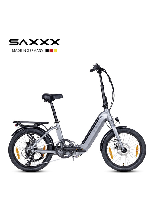 Elektromobilität - Falt-E-Bike Foldi Comfort von SAXXX , in Farbe GRAU-SILBER-MATT Ansicht 1