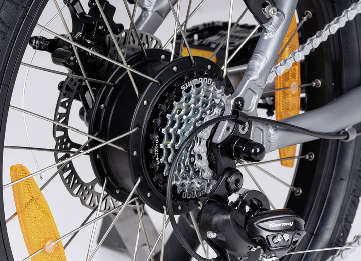 Elektromobilität - Falt-E-Bike Foldi Comfort von SAXXX , in Farbe GRAU-SILBER-MATT Ansicht 4