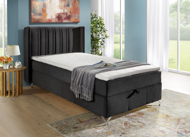 Boxspringbetten - Boxspringbett mit Bettkasten und Topper, in Farbe ANTHRAZIT Ansicht 1