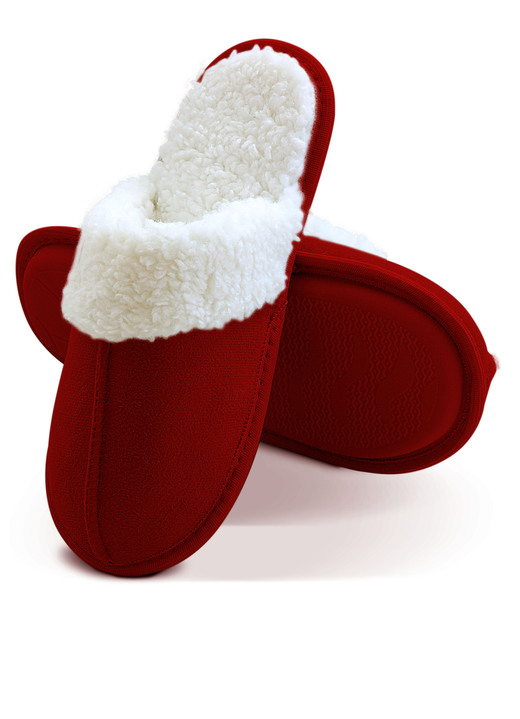 Damenmode - Plüsch-Hausschuhe in Wildleder-Optik, in Größe 001 bis 003, in Farbe BEIGE Ansicht 4