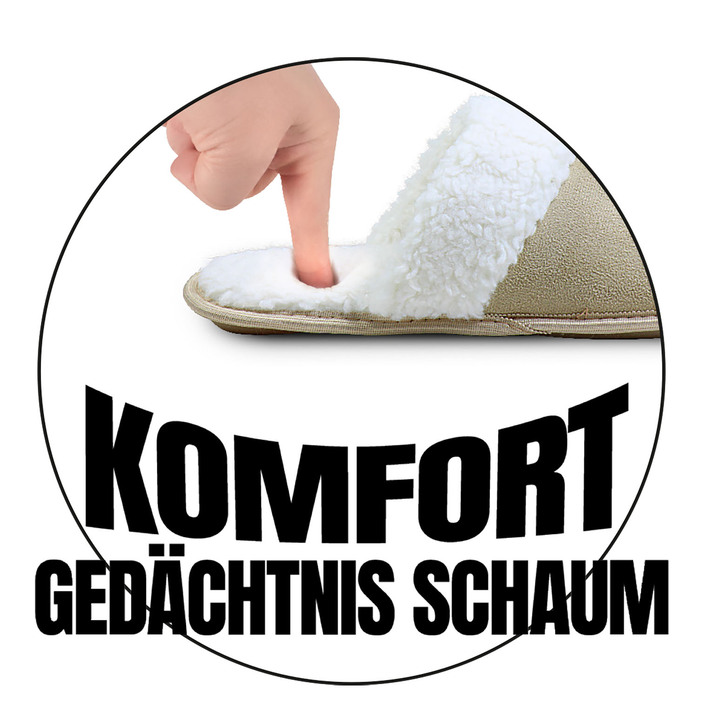 Damenmode - Plüsch-Hausschuhe in Wildleder-Optik, in Größe 001 bis 003, in Farbe BEIGE Ansicht 5