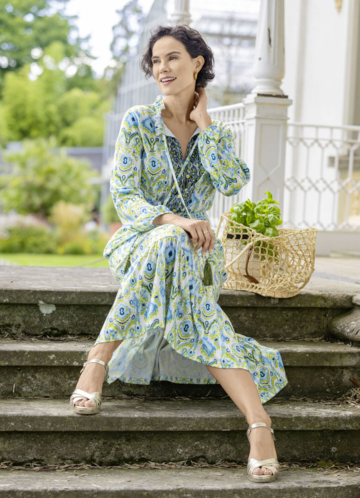 laurakent - Kleid in Schlupfform, in Größe 036 bis 052, in Farbe ECRU-OLIV-TÜRKIS-BUNT Ansicht 4