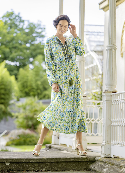 laurakent - Kleid in Schlupfform, in Größe 036 bis 052, in Farbe ECRU-OLIV-TÜRKIS-BUNT Ansicht 1