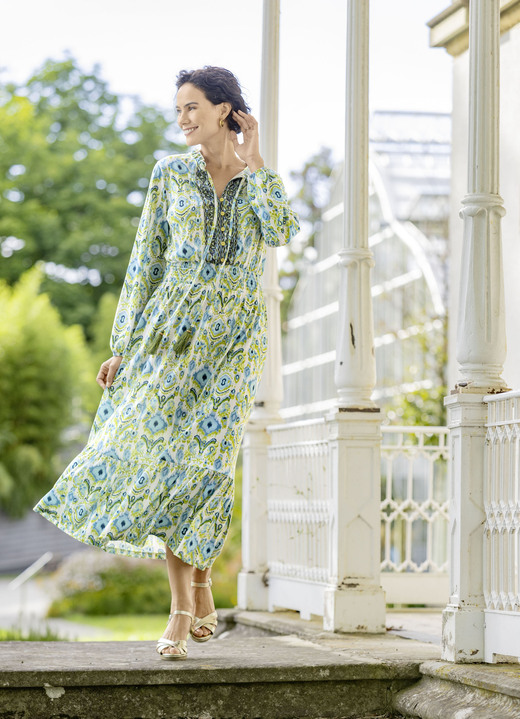 laurakent - Kleid in Schlupfform, in Größe 036 bis 052, in Farbe ECRU-OLIV-TÜRKIS-BUNT Ansicht 3