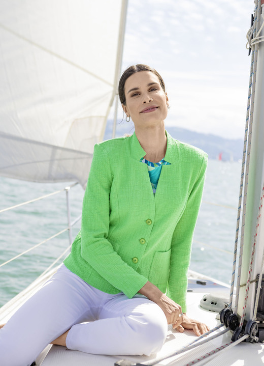 Langarm - Blusenblazer mit Schulterpolstern, in Größe 036 bis 052, in Farbe BLAU Ansicht 11