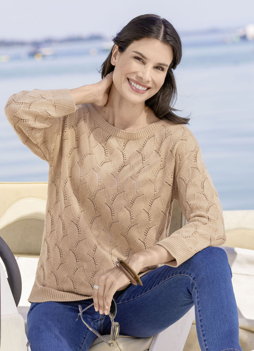 Basics - Pullover in aufwendigem Mustermix, in Größe L(44/46) bis XS(32/34), in Farbe SAND Ansicht 1
