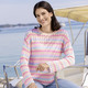 Pullover - Pullover mit Ajourmuster im Ringeldessin, in Größe 036 bis 052, in Farbe ROSÉ-BEIGE-BLEU – Farbe ROSÉ-BEIGE-BLEU – Ansicht 1