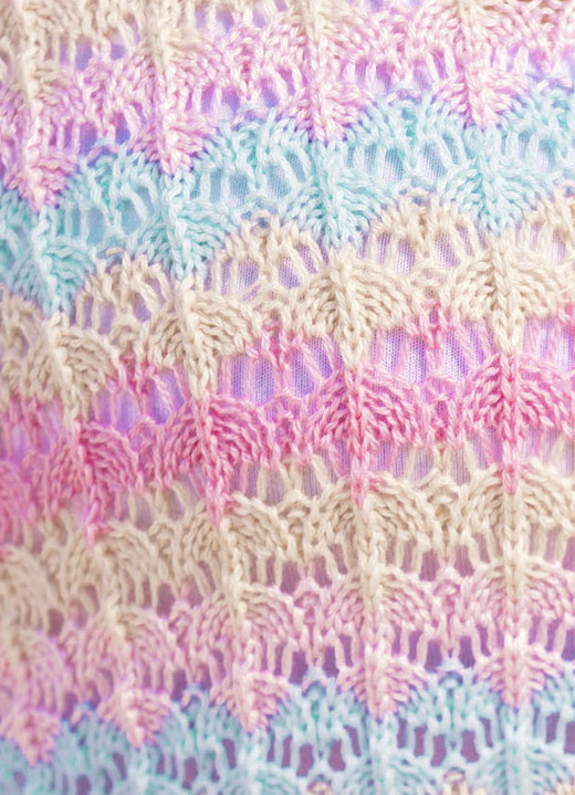 Pullover - Pullover mit Ajourmuster im Ringeldessin, in Größe 036 bis 052, in Farbe ROSÉ-BEIGE-BLEU Ansicht 2