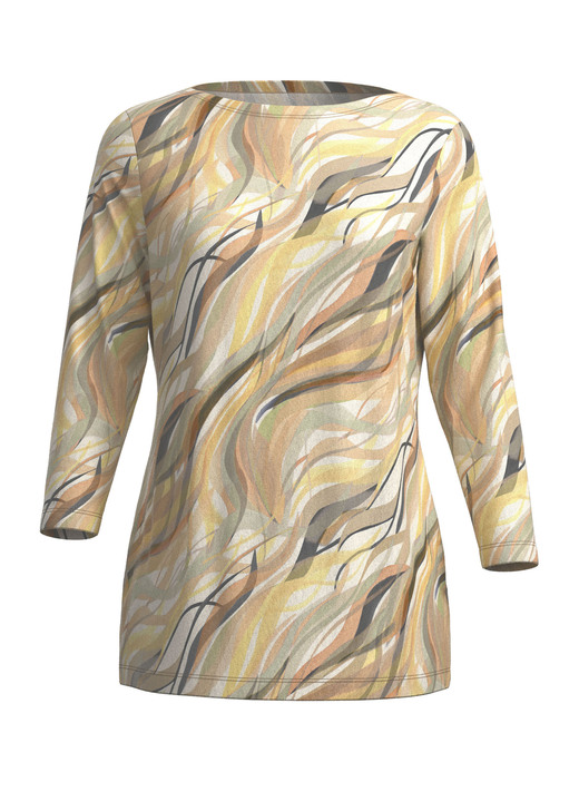 Klaus Modelle - Pullover in Feinstrick mit Alloverdruck, in Größe 036 bis 052, in Farbe ECRU-BLAU-MULTICOLOR Ansicht 5