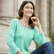 Basics - Pullover mit Spitze und Strasszier am Dekolleté, in Größe L(44/46) bis XXL(52/54), in Farbe MINT – Farbe MINT – Ansicht 1