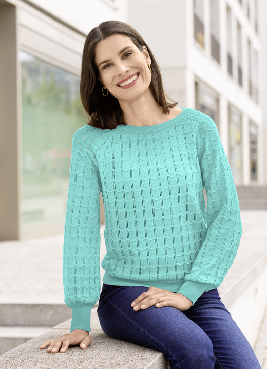Basics - Pullover mit Raglanärmeln in leichter Ballonform, in Größe 036 bis 052, in Farbe JADEGRÜN Ansicht 2