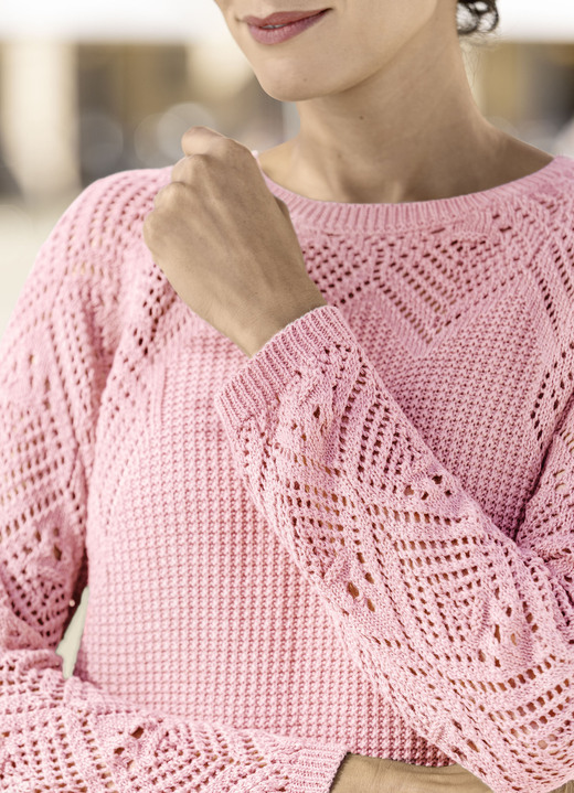 Basics - Pullover in Strickmix, in Größe 036 bis 052, in Farbe ROSA Ansicht 2