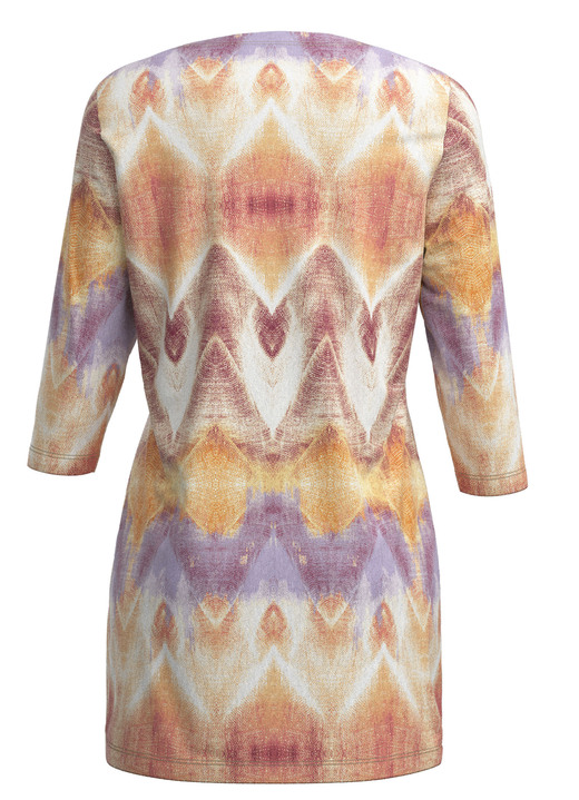 Tuniken - Strick-Tunika in bedrucktem Feinstrick, in Größe 036 bis 052, in Farbe ECRU-ORANGE-MULTICOLOR Ansicht 3