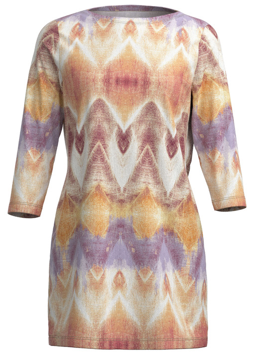 Tuniken - Strick-Tunika in bedrucktem Feinstrick, in Größe 036 bis 052, in Farbe ECRU-ORANGE-MULTICOLOR Ansicht 2