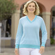 Pullover - Pullover mit Wabenstruktur im Ringeldessin, in Größe L(44/46) bis XS(32/34), in Farbe MINT-WEISS – Farbe MINT-WEISS – Ansicht 1