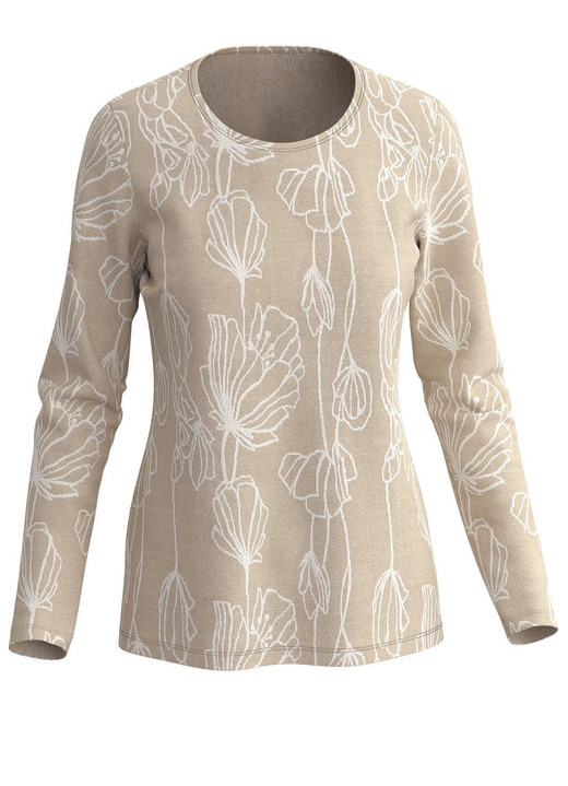 Klaus Modelle - Pullover in Jacquard-Dessin, in Größe 036 bis 052, in Farbe BEIGE-WEISS Ansicht 2