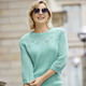 Basics - Pullover mit Ajourakzenten, in Größe 036 bis 052, in Farbe MINT MELIERT – Farbe MINT MELIERT – Ansicht 3
