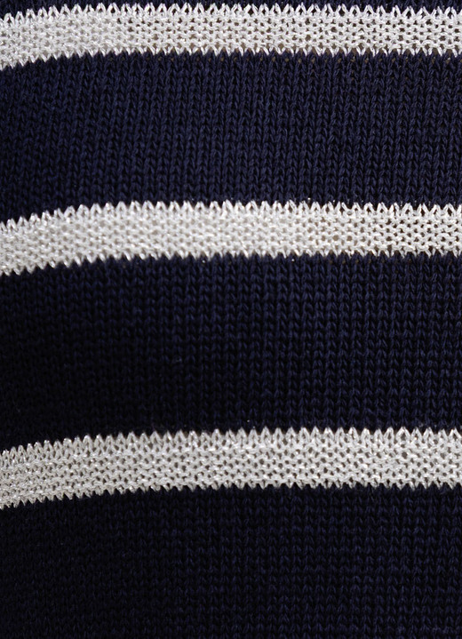Pullover - Pullover mit edlen Glitzerstreifen, in Größe L(44/46) bis XS(32/34), in Farbe DUNKELBLAU-SILBERFARBEN Ansicht 3