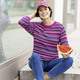 Pullover - Pullover mit Mustermix im Ringeldessin, in Größe 036 bis 052, in Farbe PINK-BLAU-MULTICOLOR – Farbe PINK-BLAU-MULTICOLOR – Ansicht 1