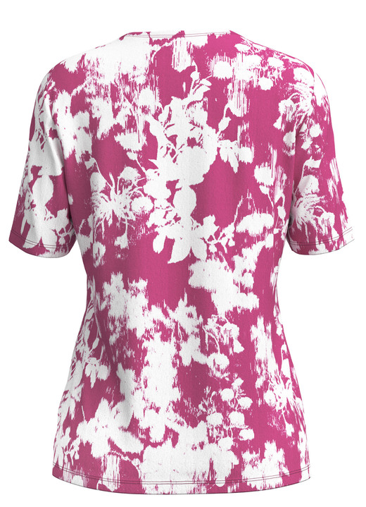 Kurzarm - Shirt mit Floraldessin, in Größe 038 bis 054, in Farbe SCHWARZ-WEISS Ansicht 6
