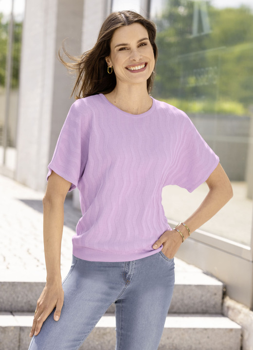 Basics - Pullover mit Wellenstruktur, in Größe L(44/46) bis XXL(52/54), in Farbe FLIEDER Ansicht 2
