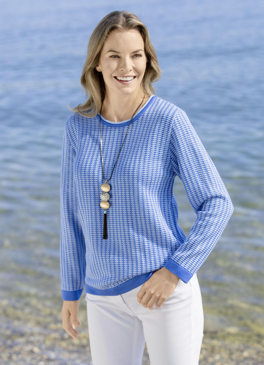 Pullover - Pullover mit Alloverstruktur, in Größe 038 bis 054, in Farbe ROYALBLAU-HELLBLAU Ansicht 2