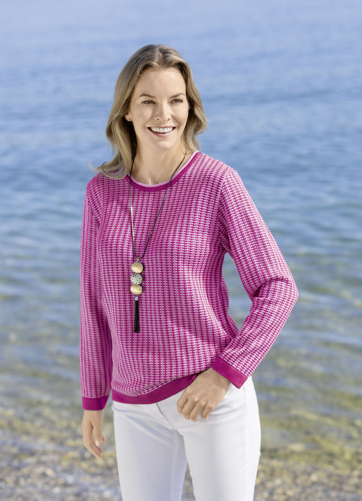 Pullover - Pullover mit Alloverstruktur, in Größe 038 bis 054, in Farbe ROYALBLAU-HELLBLAU Ansicht 3