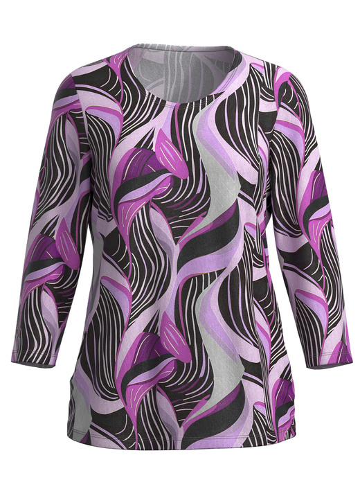 Klaus Modelle - Pullover in Feinstrick, in Größe 038 bis 054, in Farbe LILA-SCHWARZ-MULTICOLOR Ansicht 2