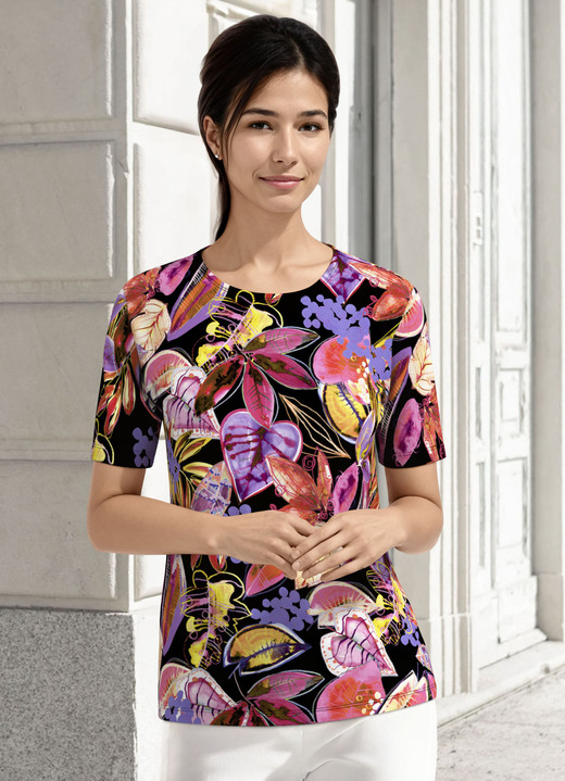 Kurzarm - Shirt in Multicolor, in Größe L bis XXL, in Farbe MULTICOLOR