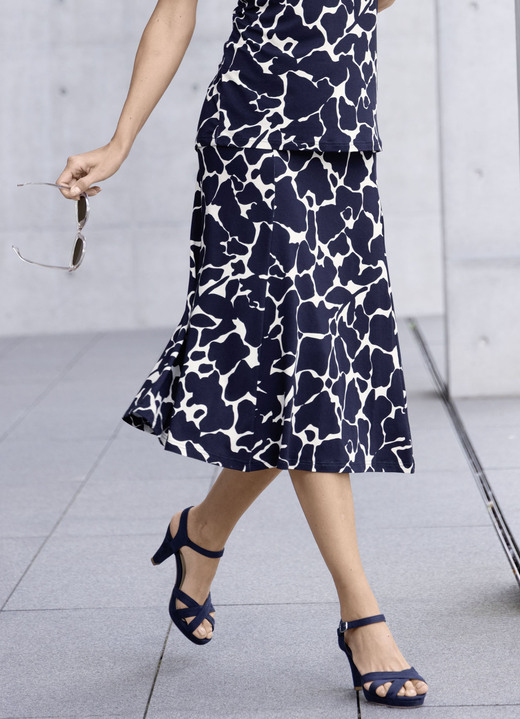 Gemustert - Rock in leicht ausgestellter Form, in Größe 019 bis 054, in Farbe MARINE-ECRU Ansicht 1