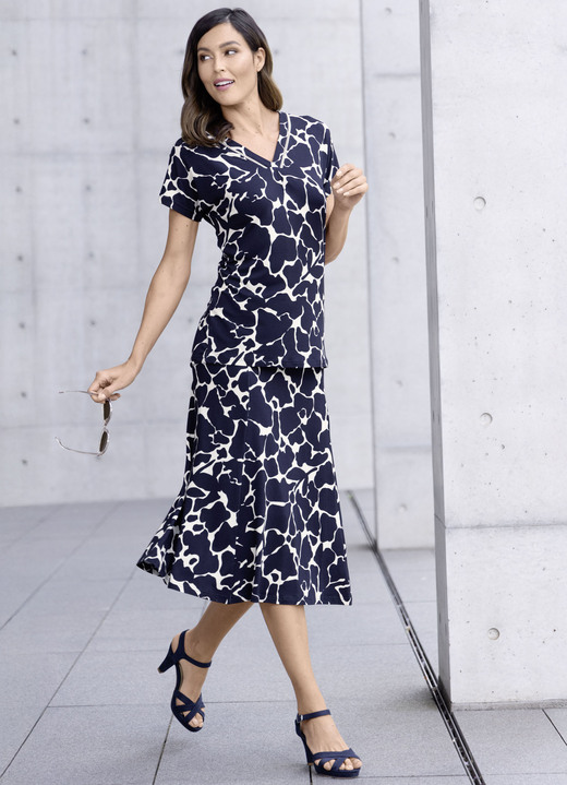 Gemustert - Rock in leicht ausgestellter Form, in Größe 019 bis 054, in Farbe MARINE-ECRU Ansicht 2