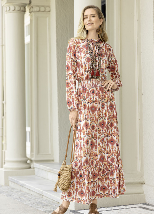 Kleider - Kleid in Schlupfform, in Größe 036 bis 052, in Farbe SAND-BRAUN-ECRU-BUNT Ansicht 2