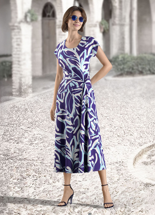 Kleider - Kleid in Schlupfform, in Größe 019 bis 054, in Farbe MARINE-TÜRKIS-WEISS