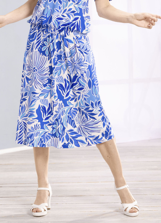 Gemustert - Rock in ausgestellter Form, in Größe 036 bis 054, in Farbe MARINE-WEISS-TÜRKIS Ansicht 3