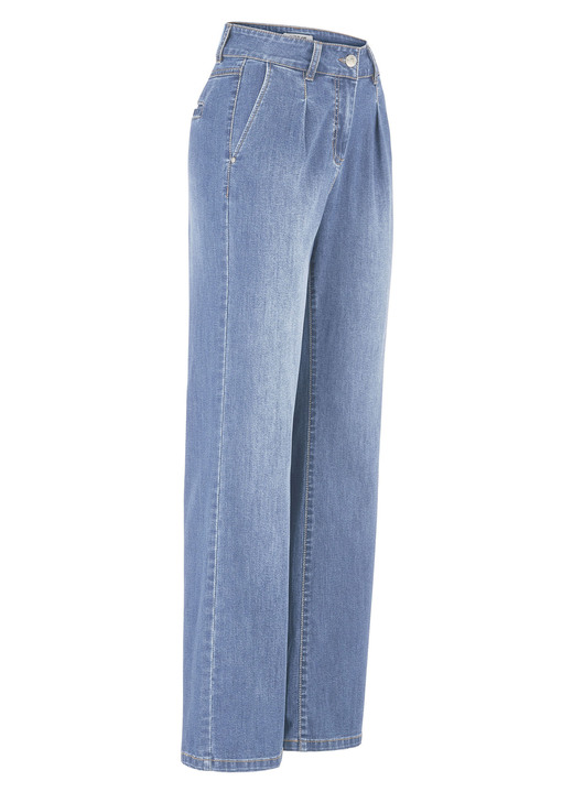 Hosen mit Knopf- und Reißverschluss - Jeans mit Bundfalten , in Größe 017 bis 050, in Farbe JEANSBLAU Ansicht 4