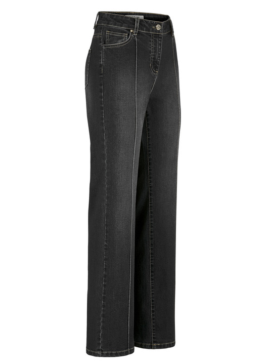 Hosen mit Knopf- und Reißverschluss - Jeans mit abgesteppten Biesen, in Größe 018 bis 052, in Farbe JEANSBLAU Ansicht 7