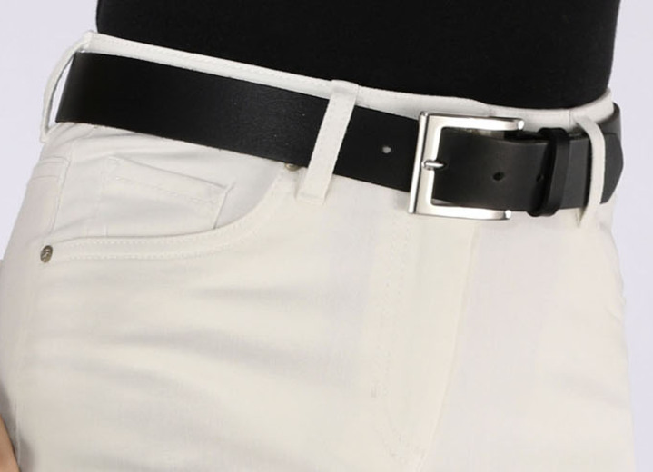 Gürtel - Trendiger Damen-Gürtel aus Leder, 3,5 cm breit, in Größe 100 bis 120, in Farbe TAUPE Ansicht 5
